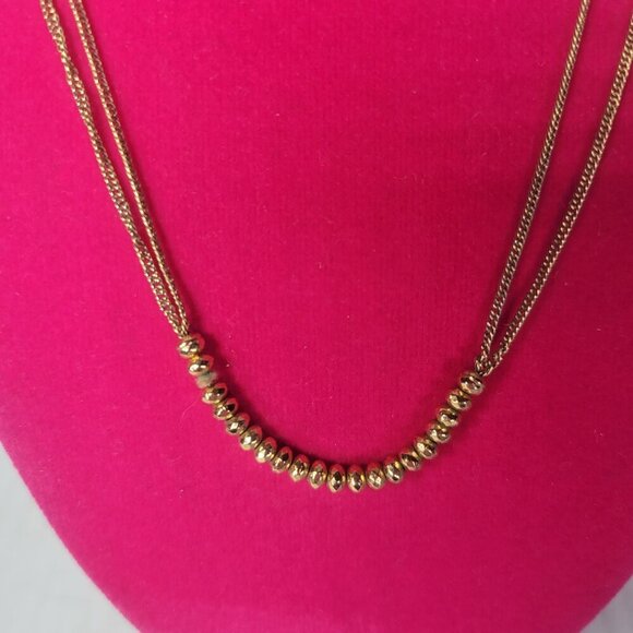 Stella & Dot Piper Gold-Tone Modest Double Chain Beaded Necklace - Picture 2 of 4